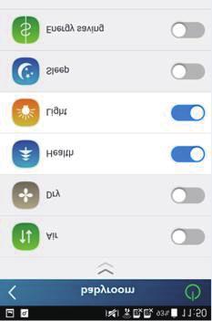 Nastavení sekvence "Set scene"; přednastaveno "Preset"; sladění "Link"; Infračervené ovládání "(dostupné pouze pro smartphony s infračerveným vysílačem).
