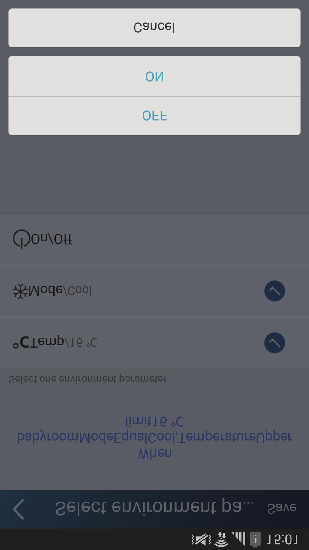 Zvolte horní limit "Upper limit", dolní limit "Lower limit", provozní mód "Mode" a zapnuto/ vypnuto"on/off" k nastavení primárního zařízení.