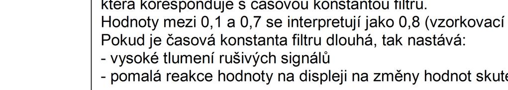 Nastavení pro : = -10 a = 50. Koncová hodnota indikace rozsahu napěťového nebo proudového vstupního signálu.