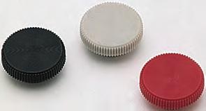 K0680 Knoflíky s rýhováním pro šrouby s vnitřním šestihranem Termoplast. E Černá, šedá nebo červená. K0680.