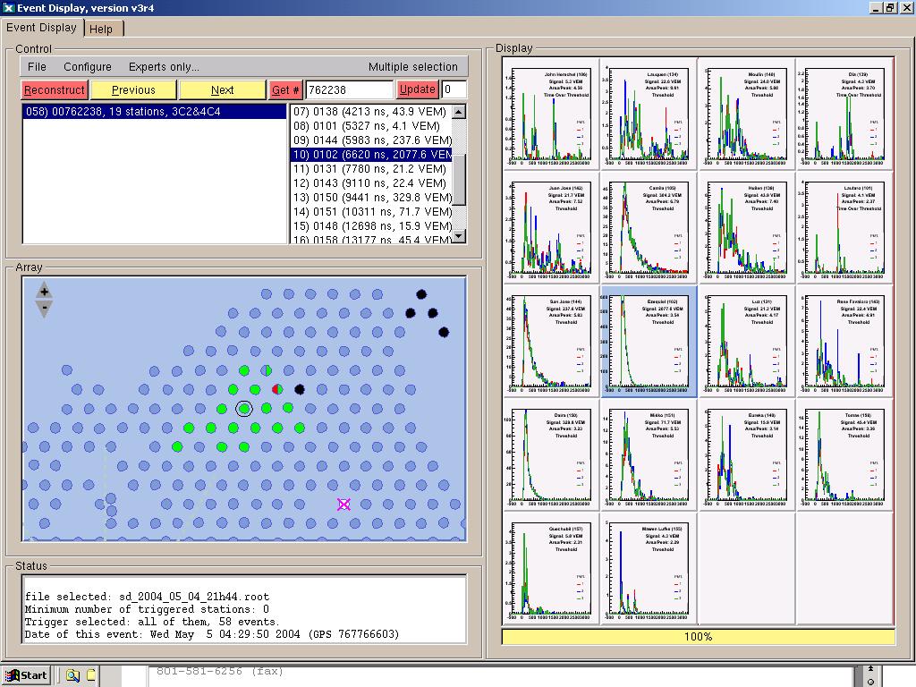 Example Surface Array Event (Θ~ 48º, ~ 70 EeV)
