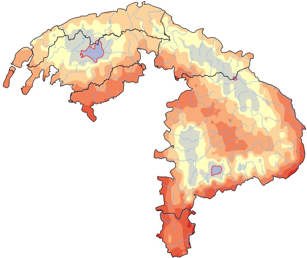 Klimatická exponovanost bříz (Betula pendula) v období 71-1 Změna Holdridgov bioteplot v období 71-1 oproti období 1961-199 představují největší horské pásmo v Evropě procházející Českou republikou,