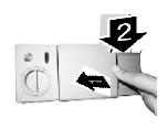 Uzavřete dávkovač detergentu Pokud nádobí není příliš zašpiněné, je možné používat menší množství detergentu od doporučované dávky. - dávkovač Stlačte víko (1) až se uzavře klikajíc (2).