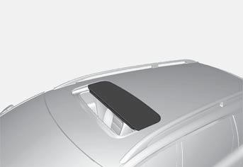 03 Prostředí řidiče Elektricky ovládané střešní okno* 03 Všeobecné informace Ovládací prvky střešního okna se nacházejí ve stropním panelu.