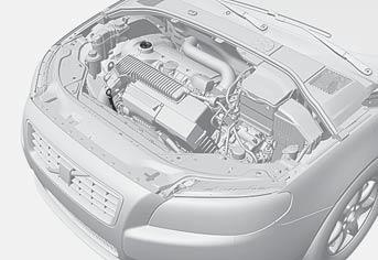 06 Údržba a servis Motorový prostor DŮLEŽITÉ Plnění a měrka DŮLEŽITÉ Při doplňování oleje musíte použít olej stejné kvality, viz strana 300.