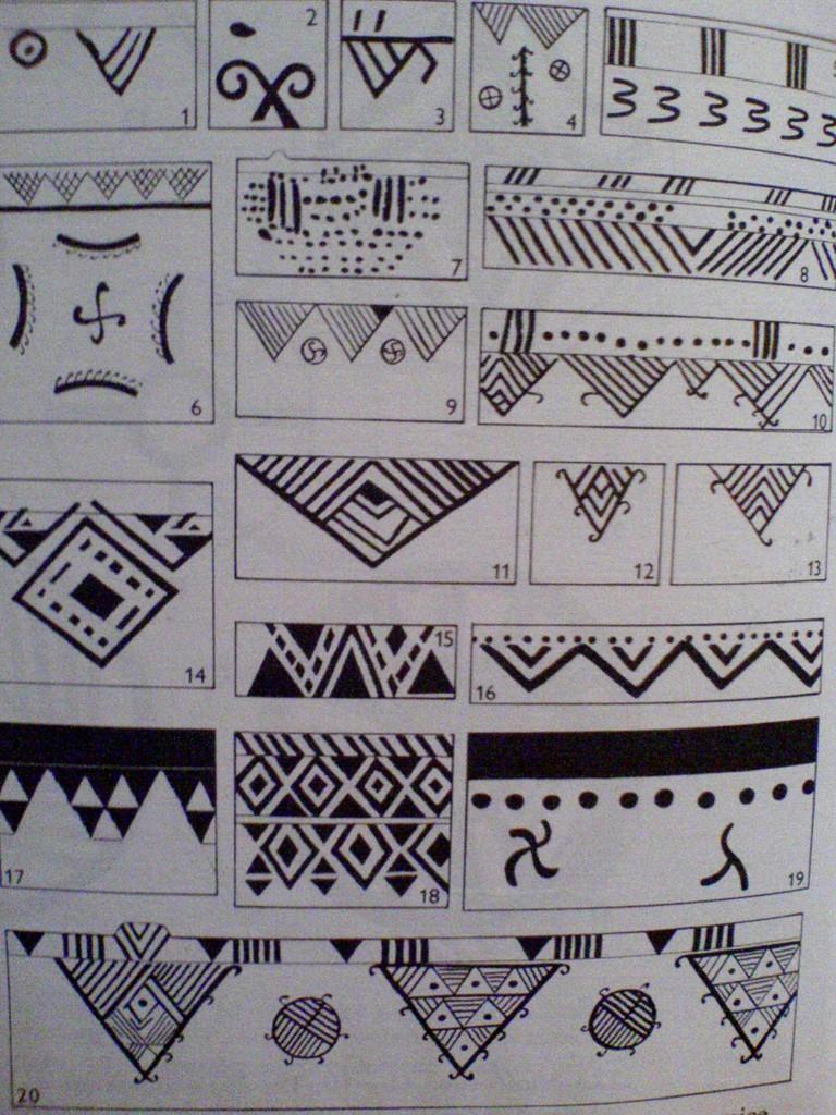 trojúhelníky, trikvetra, svastiky, sluneční terče) 2. hornodunajské polychromní malba v kombinaci s vrubořezem 3.