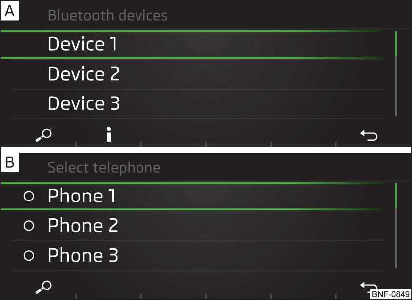 Aby bylo možné spojit telefon s přístrojem pomocí Bluetooth, je nutné obě zařízení vzájemně spárovat. Dosah spojení telefonu s přístrojem je omezený na prostor pro cestující.