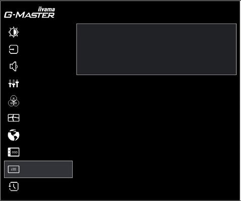 Informace Display Information Regulace obrazu Informace G-MASTER GB2760HSU Volba vstupů 1920X1080 @144HZ HDMI Nastavení audio Uložit uživ. nastav.