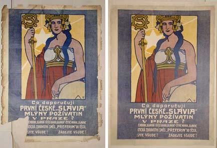 želatinou či ve vodě rozpustnými polymery (plakáty) Převzato z
