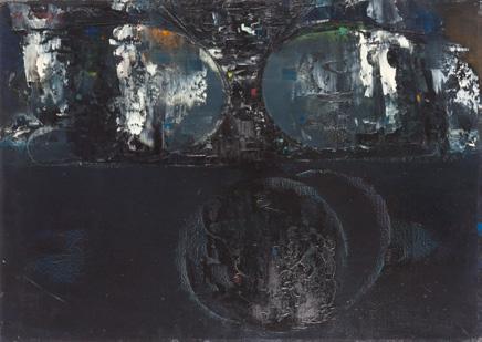 51 51. Paur Jaroslav (1918 1987) Město v noci, 1975 olej, plátno, rám, 57,5 x 40,5 cm sign. PD J.