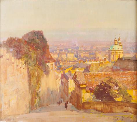 Šetelík Jaroslav (1881 1955) Zámecké schody na Malé Straně olej, plátno, rám, 64,5 x 72 cm