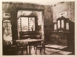 , okruh Wiener Werkstätte, osmiplamenný lustr, postříbřený kov, skleněné broušené ověsy
