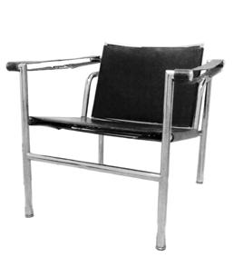 1928, chromovaná ocel, kůže, ocelové pružiny, výška 57 cm, šířka 63,5 cm, hloubka 63,5 cm 20 000 Kč / 738 224 Křeslo typu Basculant