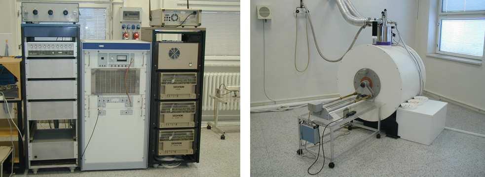 2 Konstrukce tomografu Laboratoř na ÚPT AV ČR v Brně je vybavena MR tomografem s indukcí základního magnetického pole 4,7 T který je na obr. 2.1. Obr. 2.1: MR tomograf na ÚPT AV ČR.