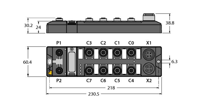 Function accessories TBEN-L4-8IOL 6814082 Kompaktní multiprotokolový I/O modul, 4x IO-Link master 1.1 Class A, 4x univerzální digitální PNP kanál 0,5 A.