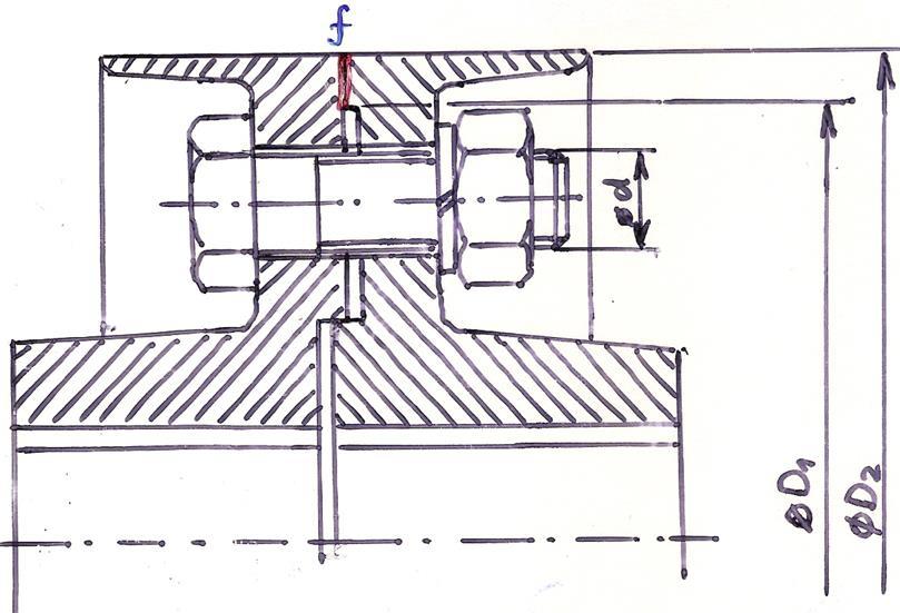Př.: Navrhněte šroubové spoje pro kotoučovou spojku s běžnými šrouby se šestihrannou hlavou DŮLEŽITÉ DÁNO: Rozměry: D 1 140 mm D 160 mm ŘEŠENÍ: Pomocné hodnoty: Materiál: šrouby a matice: pevnostní