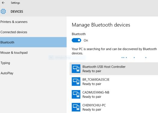 Vyberte možnost [Přidat zařízení Bluetooth]. 3. Vyberte připojení Bluetooth ze seznamu sítí. 4.