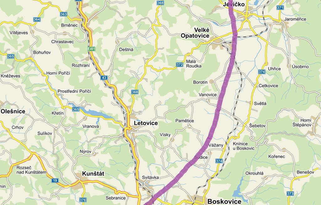 1.6. Dopravní dostupnost a obslužnost Směr dopravy v území MAS je orientován převážně severojižním směrem.