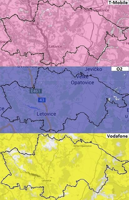 Obrázek 15 Signál tří hlavních mobilních
