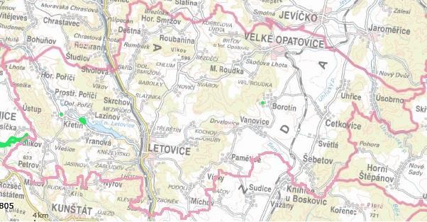 Obrázek 20 Prvky soustavy NATURA 2000 Zdroj: AOPK ČR Lokalita Nad kapličkou se nachází ve Vranové a na rozloze 3,86 ha je zde chráněn modrásek bahenní (Maculinea nausithous).