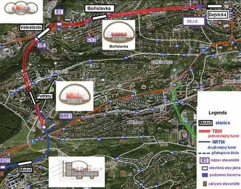 stanice Nemocnice Motol, který měří 6 134 m a má celkem čtyři nové bezbariérové stanice Bořislavka, Nádraží Veleslavín, Petřiny a Nemocnice Motol.