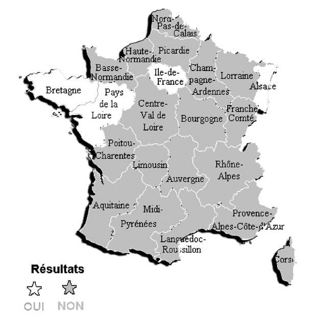 492 P O L I T O L O G I C K Ý Č A S O P I S 4 / 2 0 0 5 Uvedená tabulka srovnávající výsledky obou hlasování ukazuje pokles podpory ve všech regionech Francie.