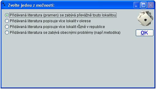 Obrázek 10: Dialogové okno při zadávání nového záznamu do archívu Po vyplnění záznamu a uložení změn se záznam načte do archívu.