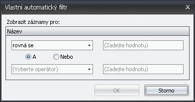 následnou volbou Filtr Editor.