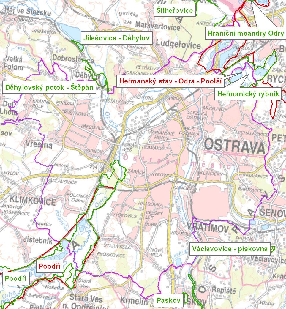 Obr. 2: Lokality soustavy Natura 2000 na území města Ostravy a jeho okolí Zdroj: AOPK ČR 2016 3.