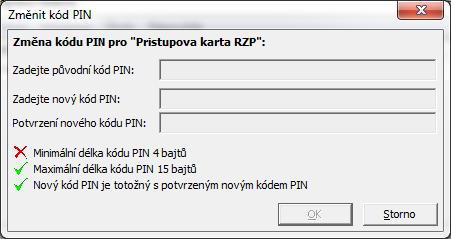 Uživatel IS RŽP, jeho práva a povinnosti Vlastní změna PIN, resp. PUK se provádí volbou Token / Změnit kód (Change) PIN (resp. Token / Změnit kód (Change) PUK ) následujícím dialogem: Obr. 2 resp.