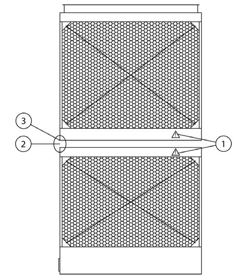 MONTÁŽ SEKCE Způsob manipulace MODELY S3-D728 AŽ S3-D1056 A S3-D1132 AŽ S3- D1301 Obrázek 6: Montáž těsnicí pásky u jednotek typu S3D Obrázek 4: Montáž sekcí jednotky S3000-D 1. Montážní značky 2.