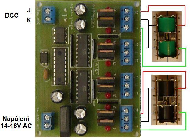 Pro motorické přestavníky je nutný modul LENZ LA-010, nebo STE DCC-MOT. Pro připojení motorických přestavníků postupujte podle pokynů od uvedených modulů.