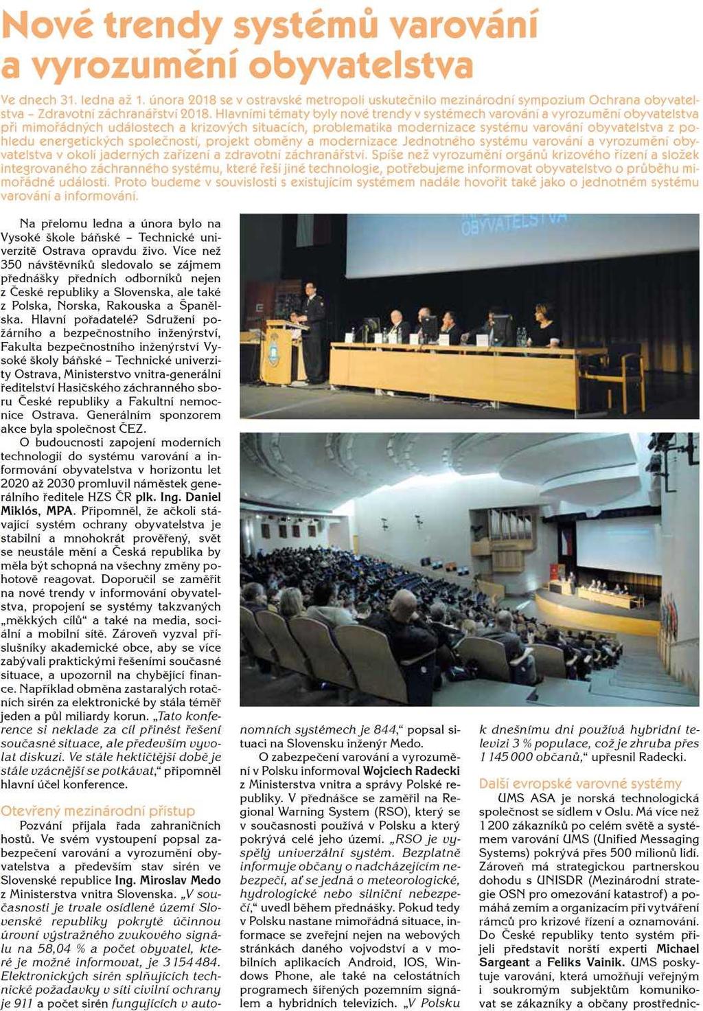 Armáda spásy 112 Nové trendy systémů varování a vyrozumění obyvatelstva 12.3.2018 112 str.