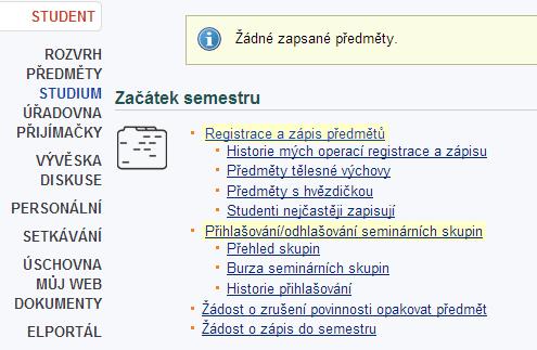 5. Jak si registrovat předměty? Registrace předmětů probíhá pouze v omezeném časovém období.