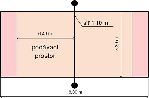 Obr. 3 Výška sítě je u všech nohejbalových disciplín stejná, tj. 1,10 m.