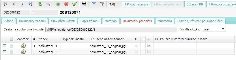 7. Další dvě záložky slouží pro práci s kontextovými (multimediálními) dokumenty. Záložka Dokumenty předmětu (obr.