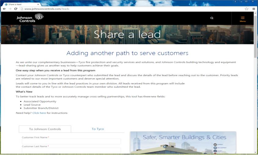 Základní informace Systém sdílení obchodních kontaktů je dostupný na www.johnsoncontrols.com/leads.
