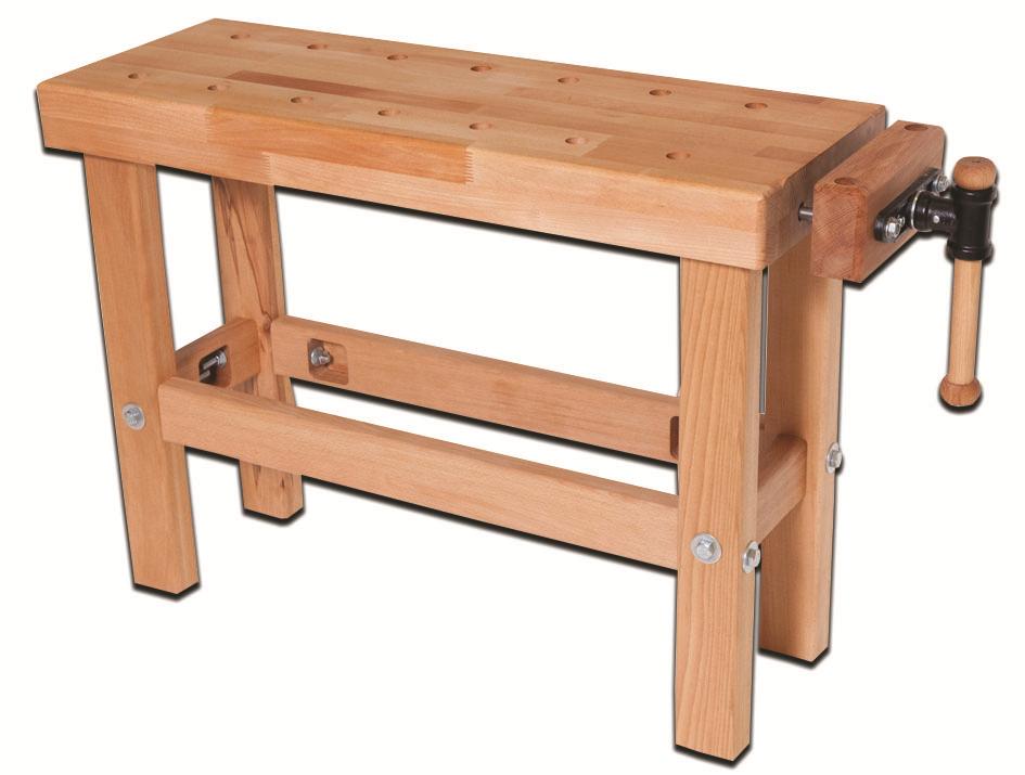 Hoblice KIDS Velice bytelná hoblice, jejíž pracovní deska z bukové spárovky o tloušťce 80 mm je osazena velice tuhým a přesným vřetenem Bench 10.