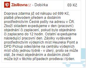 cz je skladem ve vlastním skladu a je expedováno do 24 hodin od doručení objednávky. Při nákupu nad 2000 Kč POŠTOVNÉ ZDARMA!