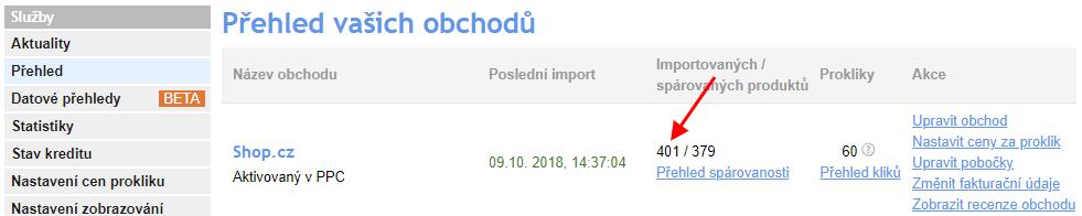 Může se stát, že počet naimportovaných položek nebude odpovídat tomu, co posíláte z e-shopu.