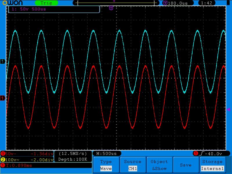 Uložení a Opětovné načteni uloženého tvaru vlny Série SDS Osciloskopu, umí uložit až 15 tvarů vln.