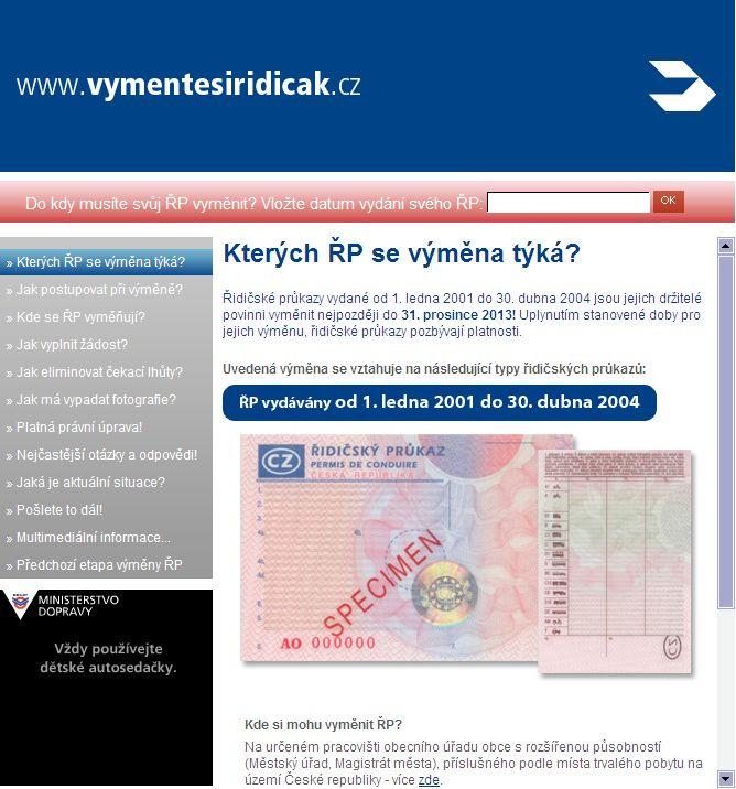 Ministerstvo dopravy připravilo informační leták k výměně řidičských průkazů, kterým končí platnost 31. 12. 2013.