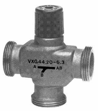 6 3-cestné ventily s vn jším závitem, PN 6 VXG ronzové t lo ventilu CC9K (Rg5) DN 5DN 0 k vs 525 m 3 /h P ipojení vn jším závitem G podle ISO 228/