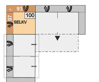 100 SELKV 101 SERKV 97 nebo 93 101 93 nebo 97 Špičatý roh vlevo nebo vpravo hlavy, potažení zadní části; možné pouze v kombinaci s
