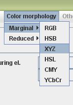 Po výběru položky nějakého SE z menu (např. 1.SE) je tento SE nastaven v poli tlačítek a v roletových nabídkách v panelu morfologických operací a je možné ho opět použít.