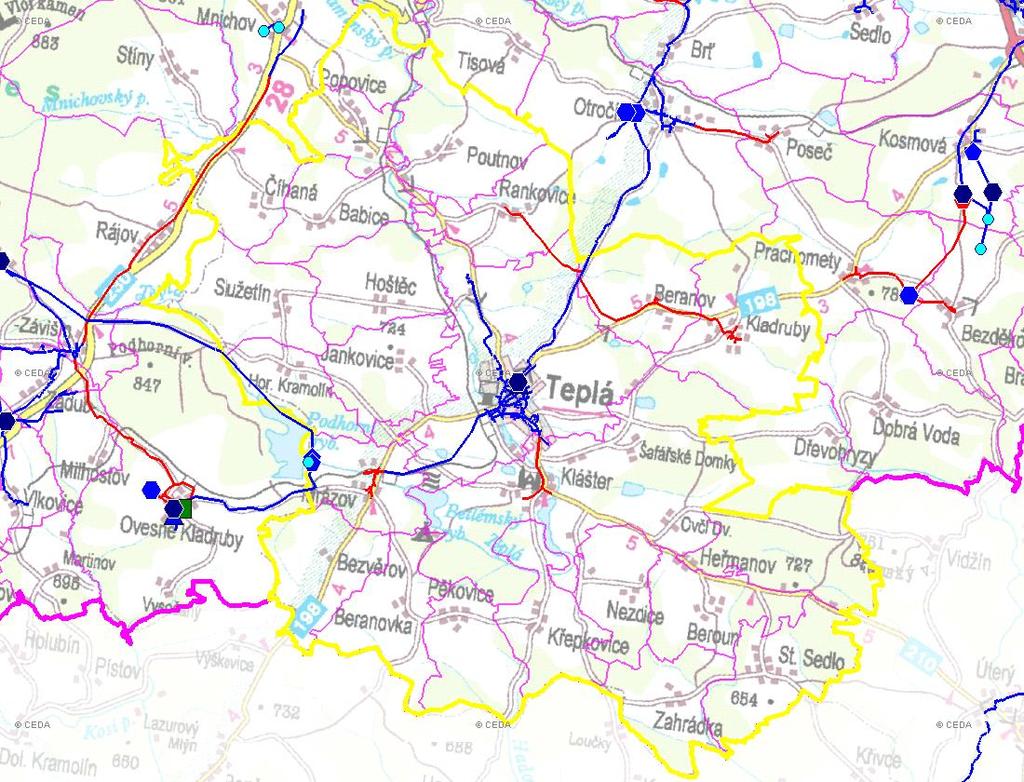 (karta obce: CZ41_82_5) D. VODOVODY D.1 POTŘEBA VODY Z BILANCE Rok: Základní parametry: Ozn.: Jednotky: 22 25 21 215 Počet všech zásobených obyvatel Nz obyvatel Voda vyrobená celkem VVR tis.