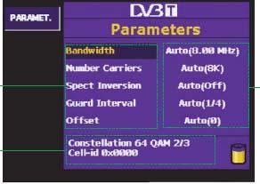 3.3.3.2.2.1.1. PARAMETRY Při této volbě se nad oknem měření BER zobrazí okno pro zadání parametrů COFDM.