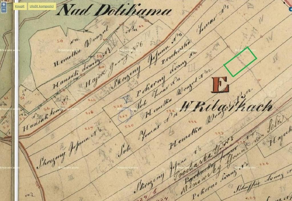 Obr. 7. Tzv. Indikační skici (indikováni držitelé nemovitostí, ke kterým byly polnosti připsány a zaneseny do) katastrálních map císařských povinných otisků (kopií originálů Vídeň/násl. ČZKÚ Praha).