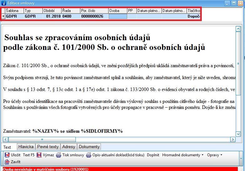 1. První úroveň přehledu a popis kontrol V první úrovni se uživatel pohybuje po osobách a na řádce se mu zobrazují