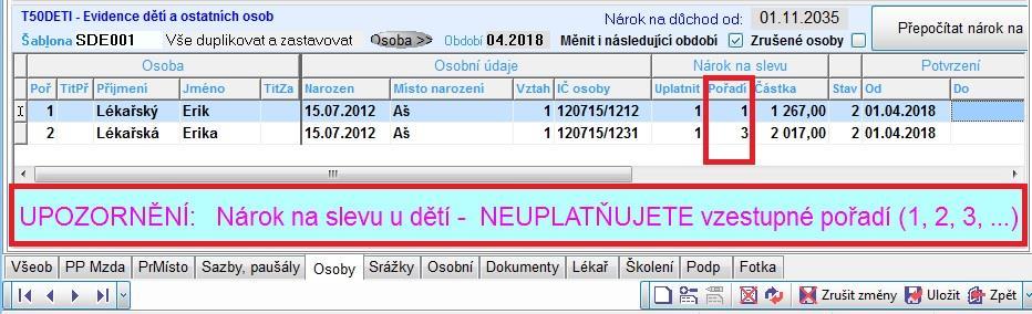 Kontrola při aktualizaci osob, když uživatel zadá Uplatnit 1 nebo 2 a období u Potvrzení do je menší jak aktualizované období, vypíše se hláška: Období datumu potvrzení DO je menší jak aktuální